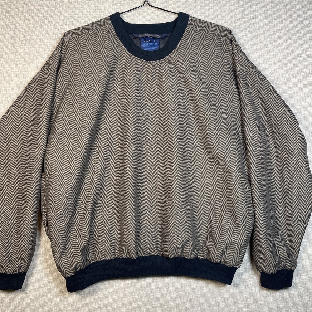 Sunderland Scotland‎ Weatherbeater Golf Pullover L Brown Herringbone Men's Large
